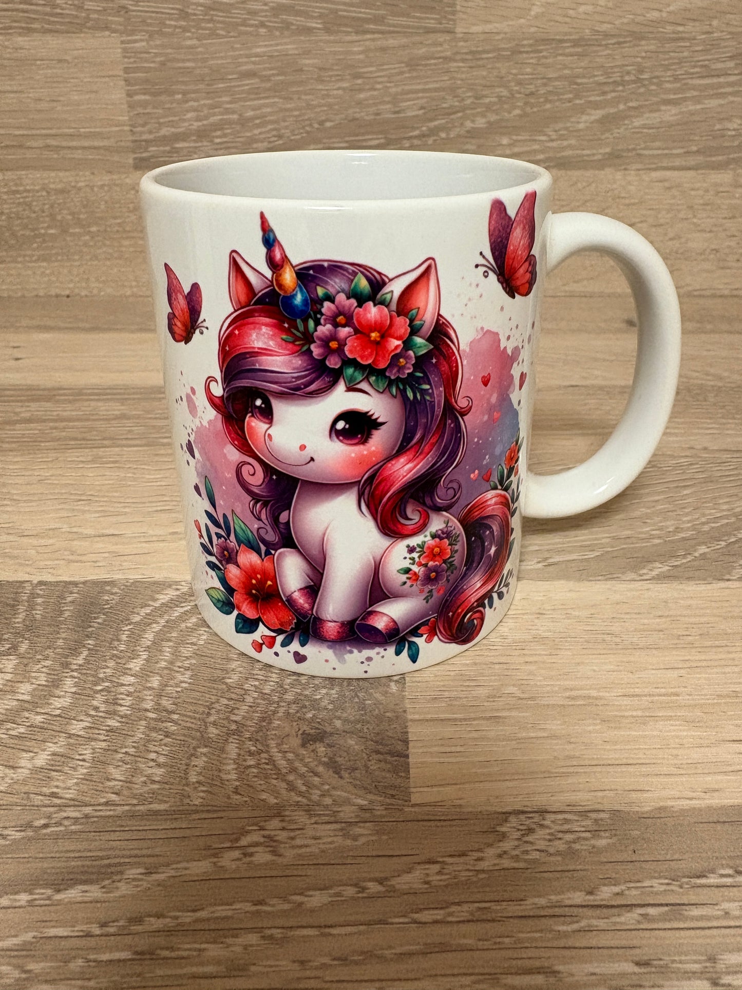 Kaffee-/Teetasse Einhorn Blumen Artikeln. 1006