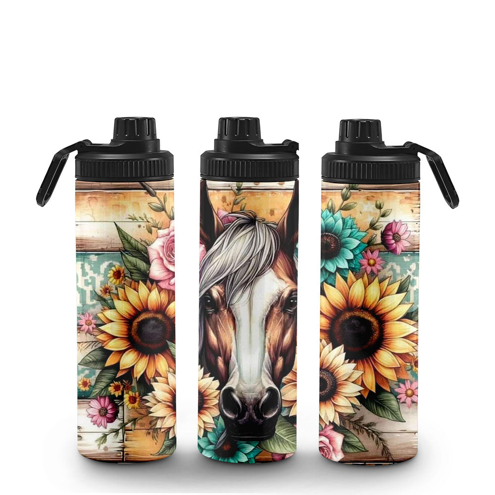 Edelstahl Thermobecher Pferd mit Sonnenblumen Artikeln. 2015