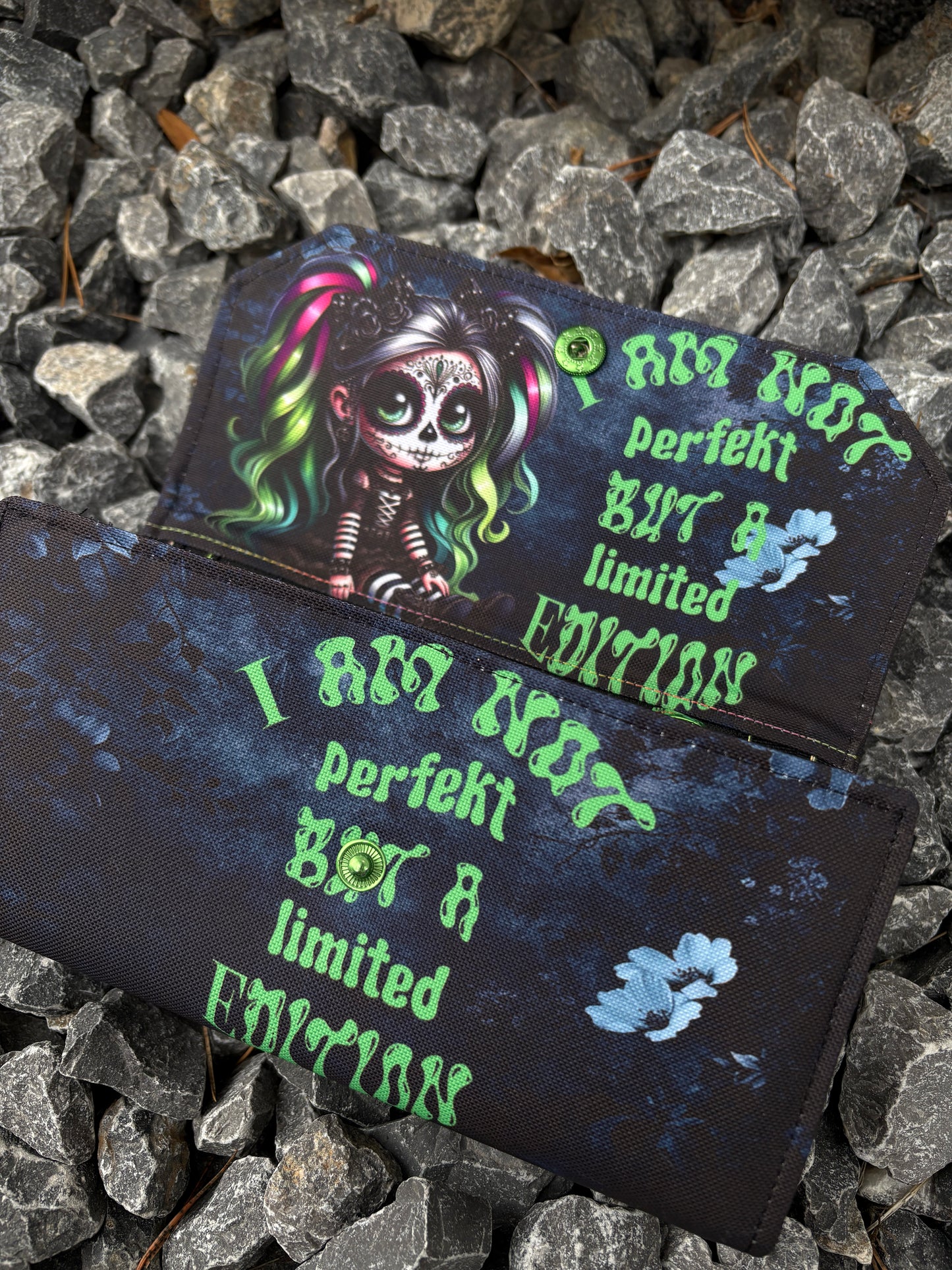 Geldbörse Sugar skull grün - frech, bunt & mega praktisch