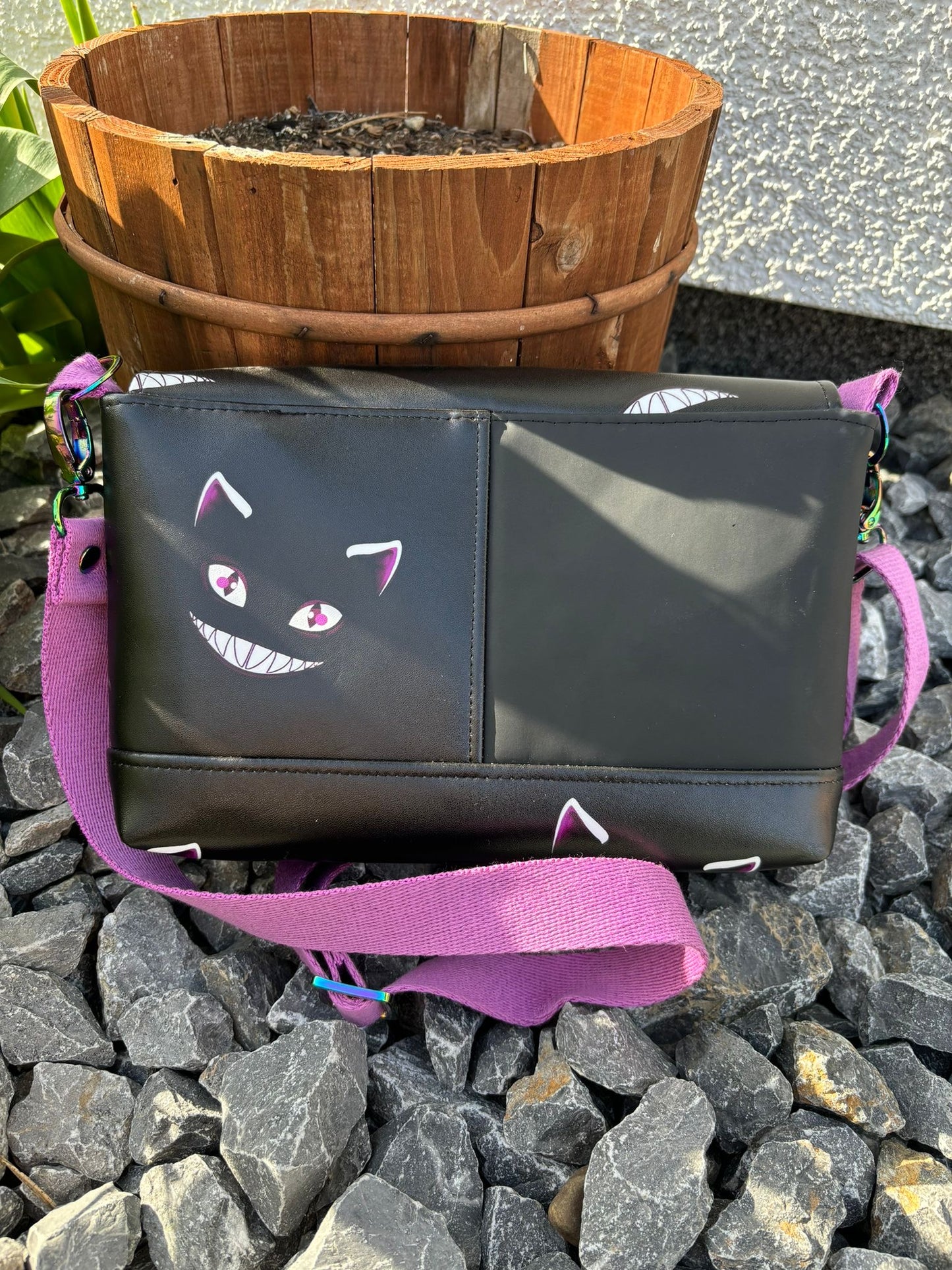 kleine Handtasche / Damen Umhängetasche Grinsekatze