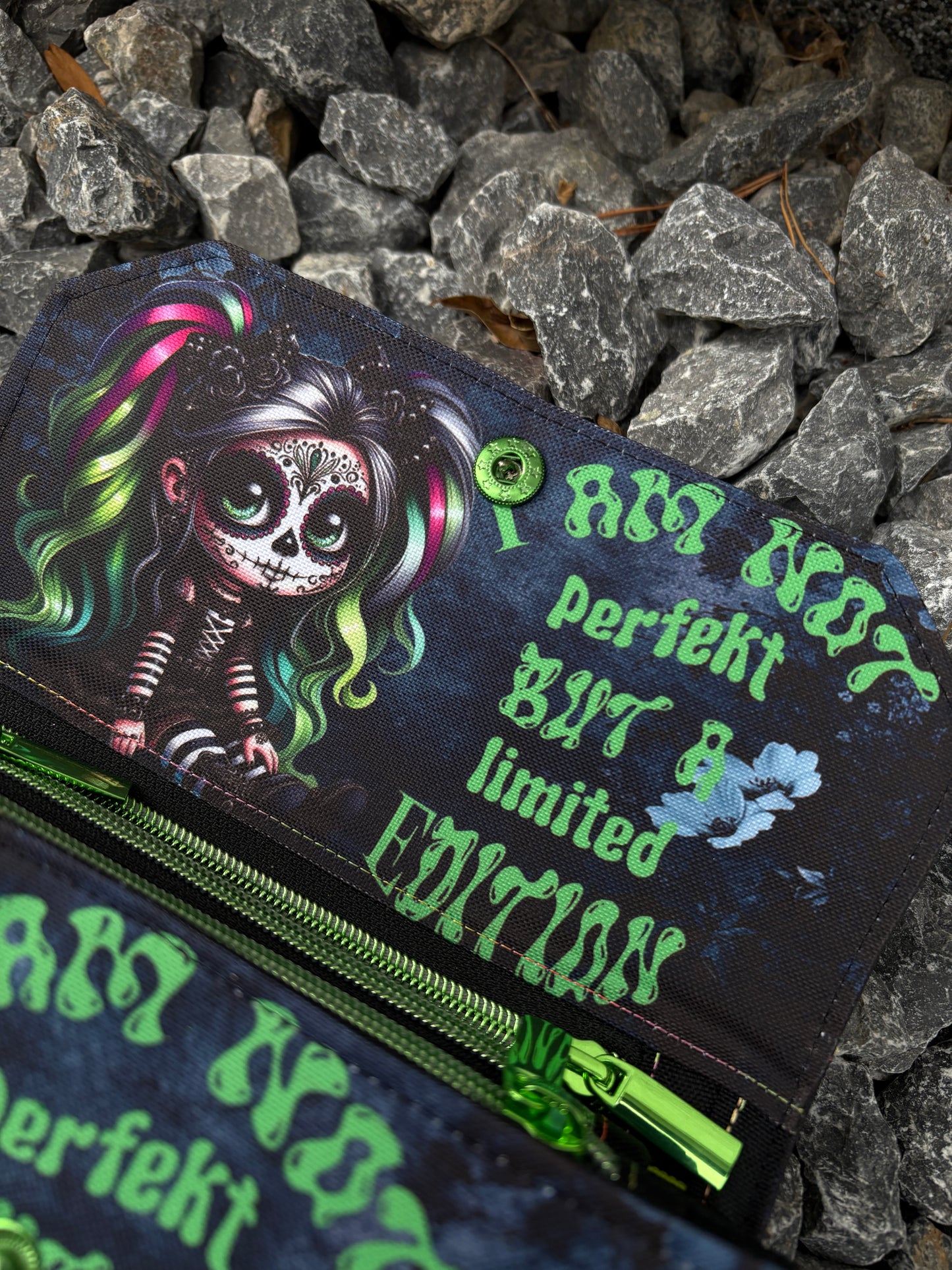 Geldbörse Sugar skull grün - frech, bunt & mega praktisch