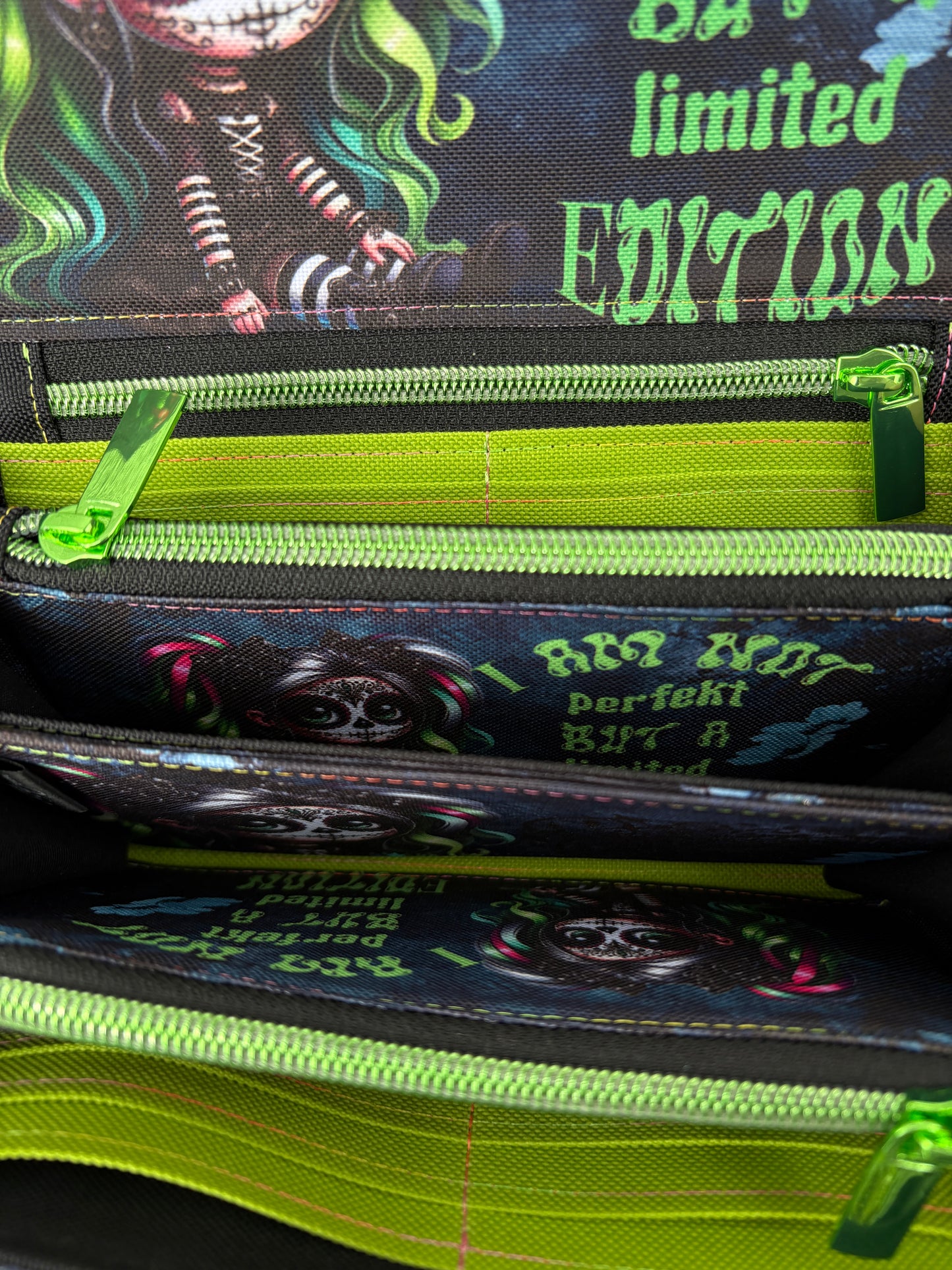 Geldbörse Sugar skull grün - frech, bunt & mega praktisch