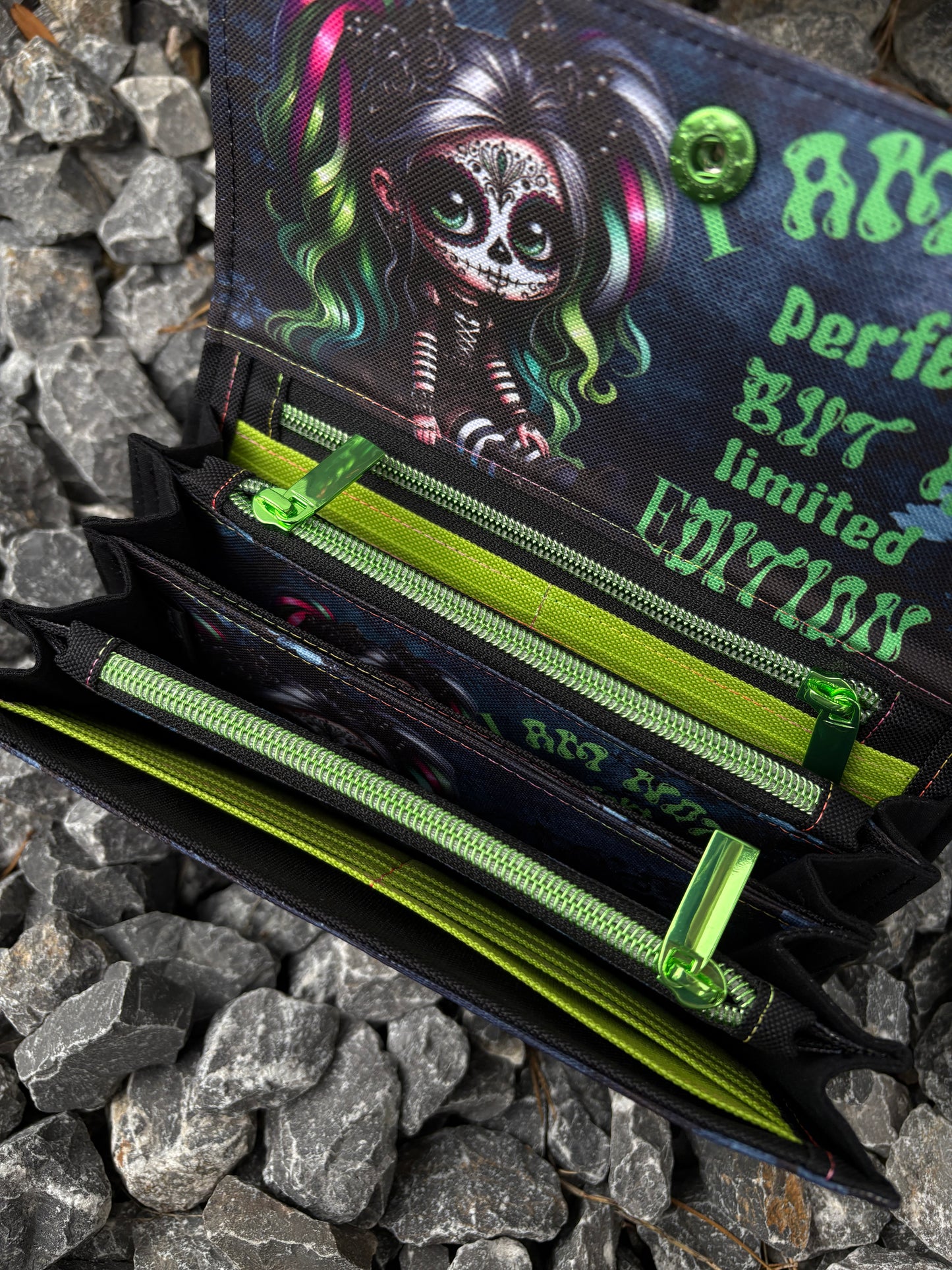 Geldbörse Sugar skull grün - frech, bunt & mega praktisch