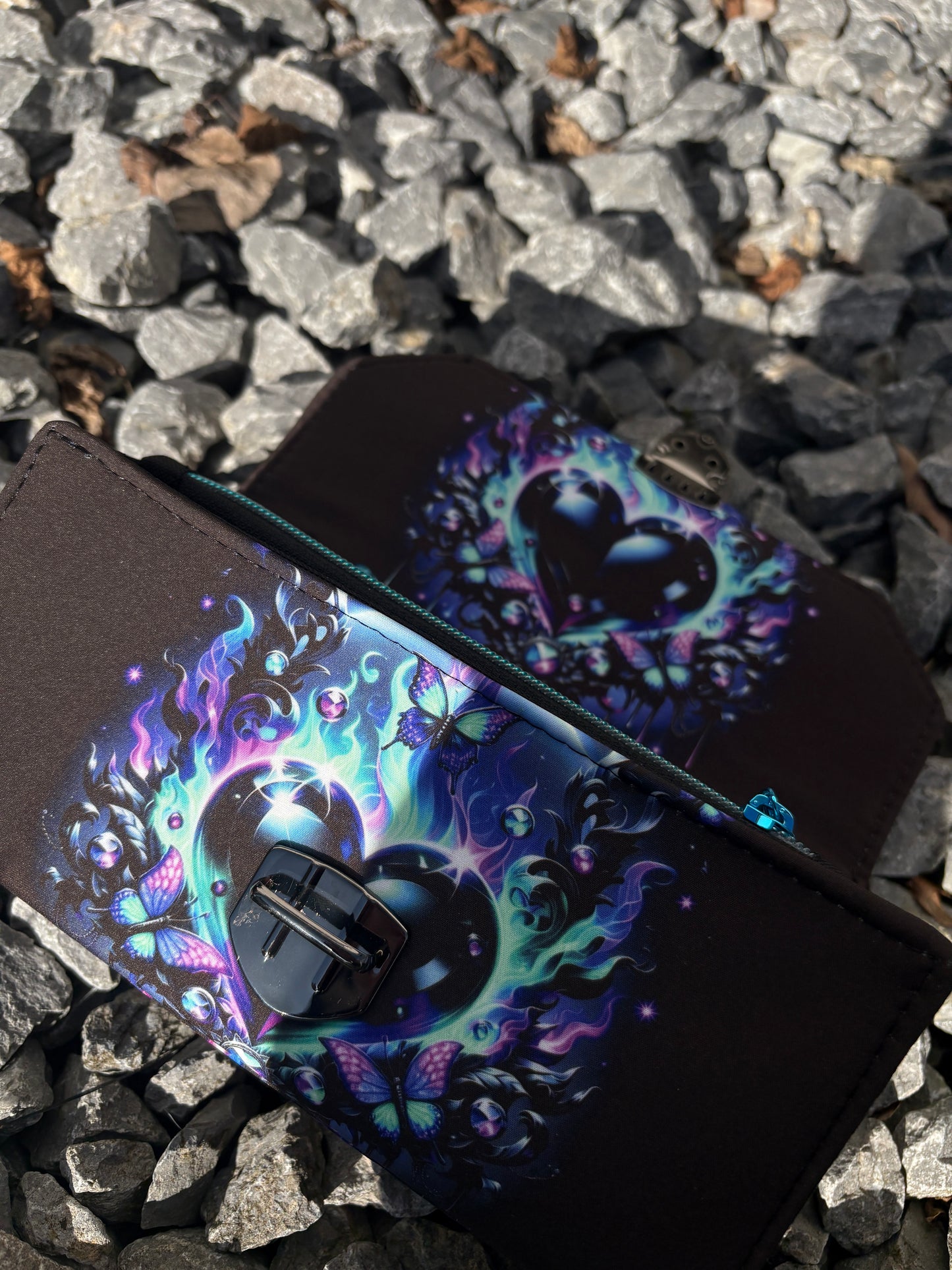 Geldbörse groß blaues Herz - frech, bunt & mega praktisch