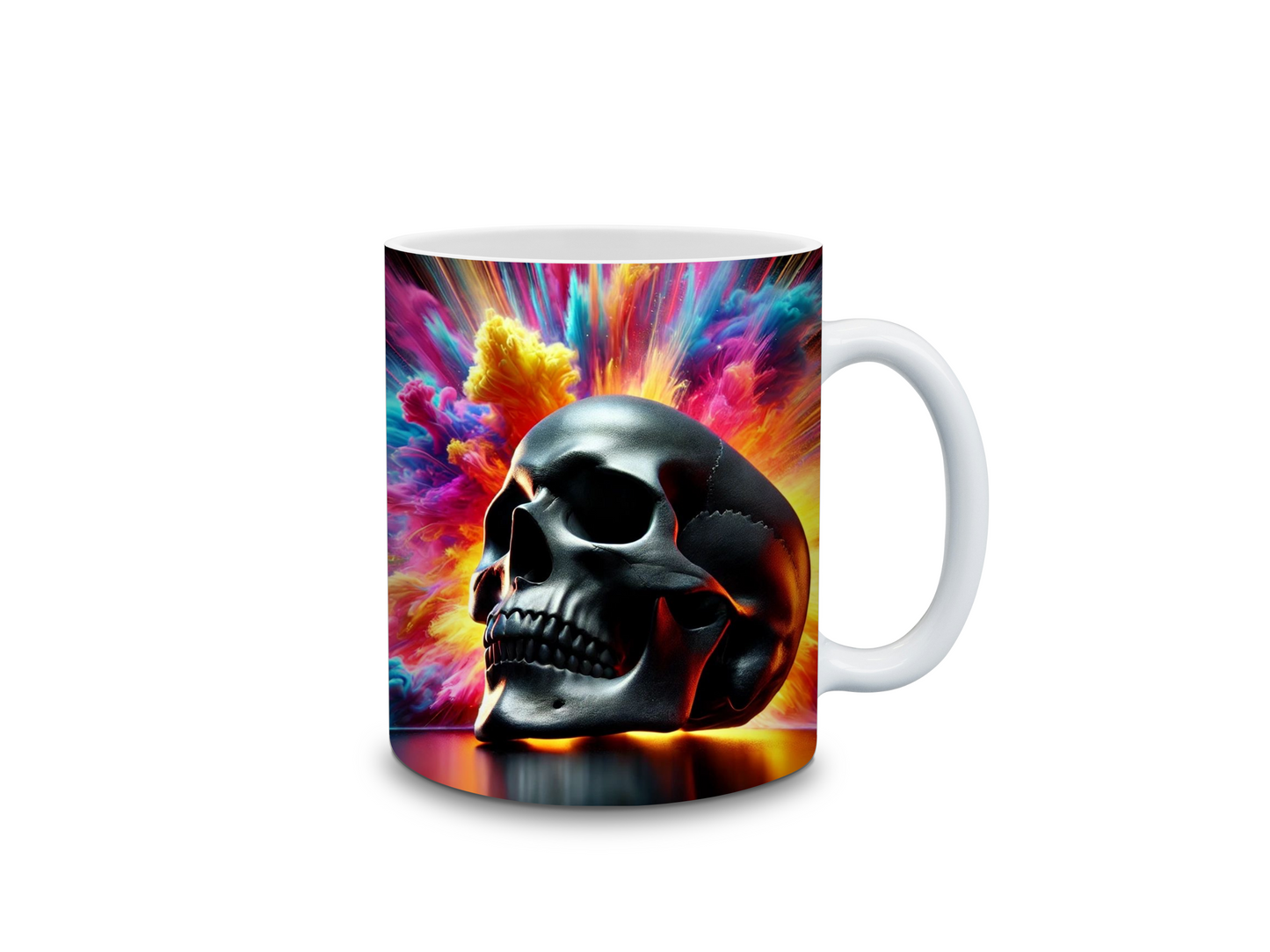 Kaffee-/Teetasse Totenkopf bunter Hintergrund Artikeln. 1004