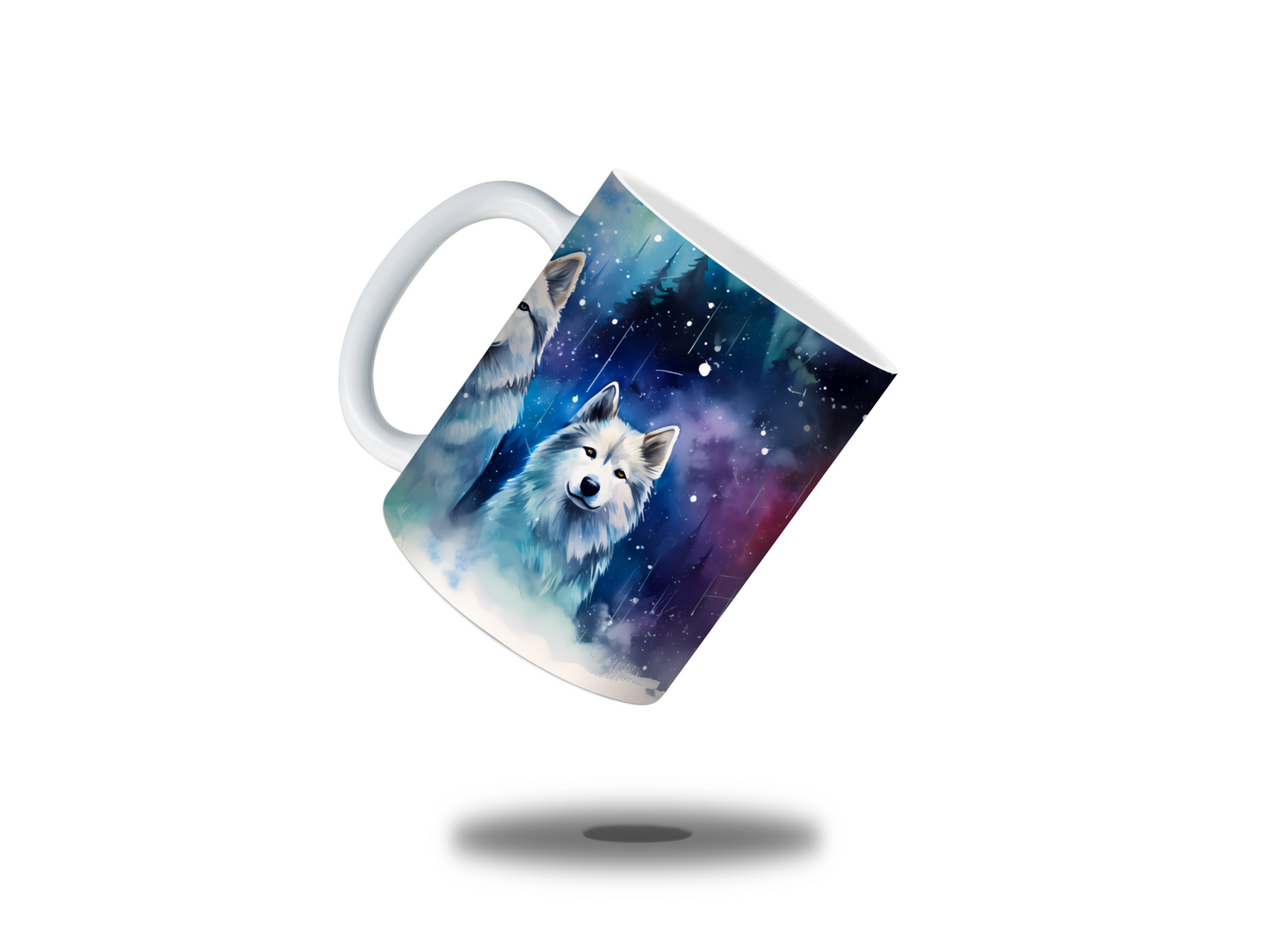Kaffee-/Teetasse Wölfe mit Polarlichter im Hintergrund Artikeln. 1005