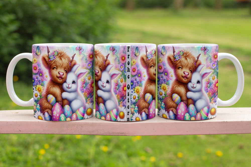 Kaffee-/Teetasse Higland Cow Ostern Artikeln. 1018