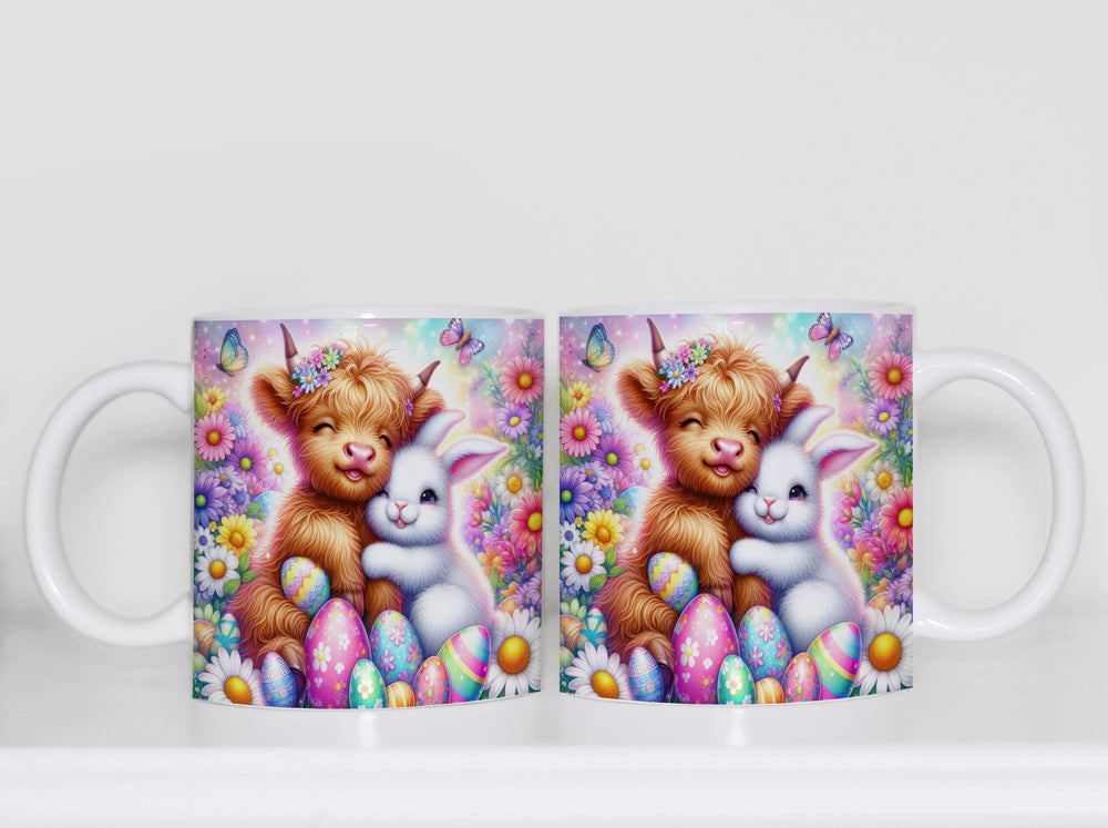 Kaffee-/Teetasse Higland Cow Ostern Artikeln. 1018