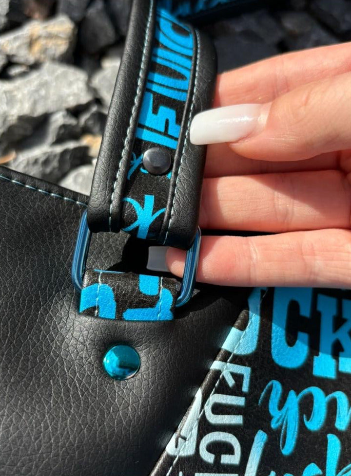 Handtasche / Schultertasche Fuck blau/schwarz