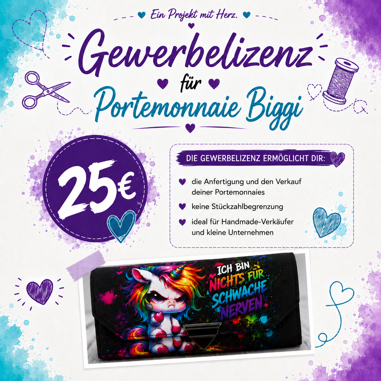 💜 Gewerbelizenz – Portemonnaie Biggi