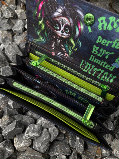 Geldbörse Sugar skull grün - frech, bunt & mega praktisch