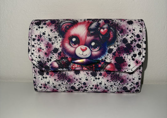 Geldbörse crazy Teddy mittel aus Softshell- frech, bunt & mega praktisch