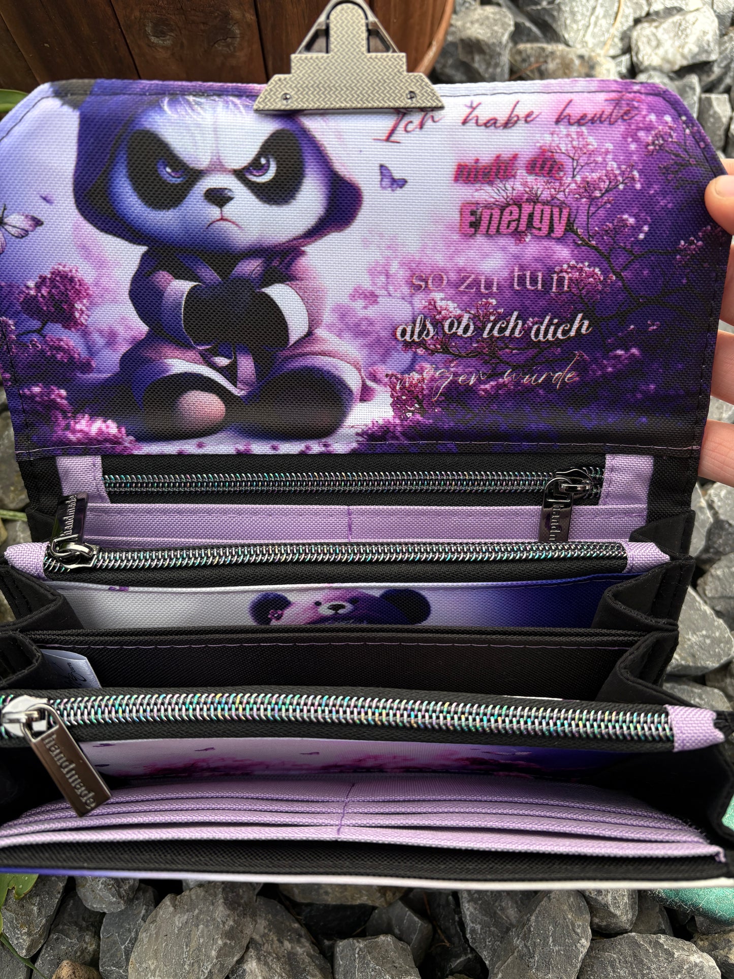 Geldbörse groß mürrisches Panda - frech, bunt & mega praktisch