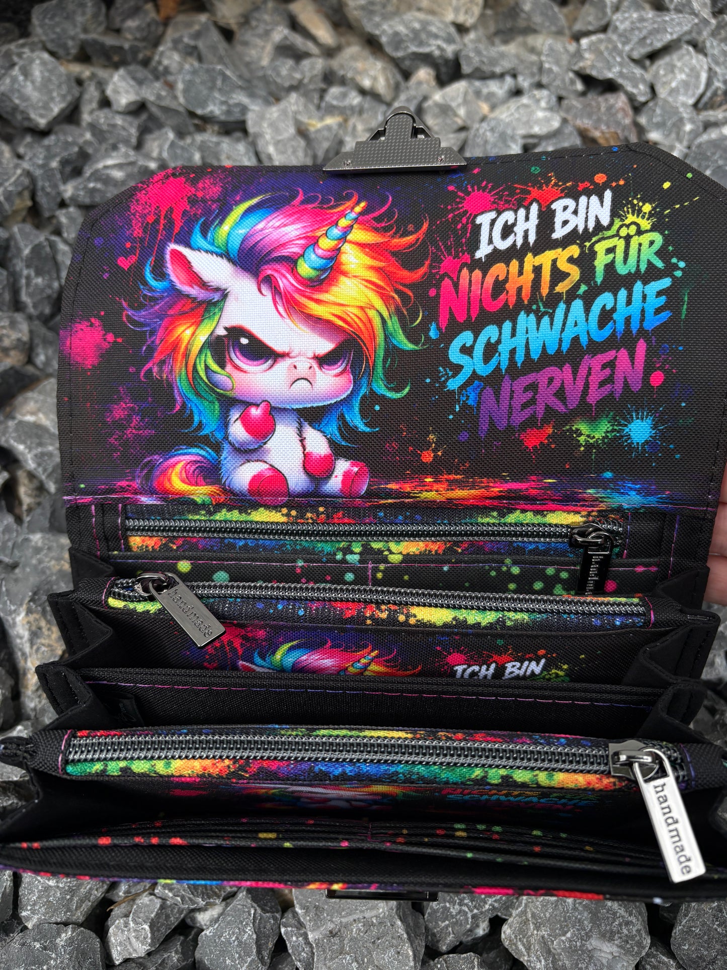 Geldbörse groß Einhorn schwache Nerven - frech, bunt & mega praktisch