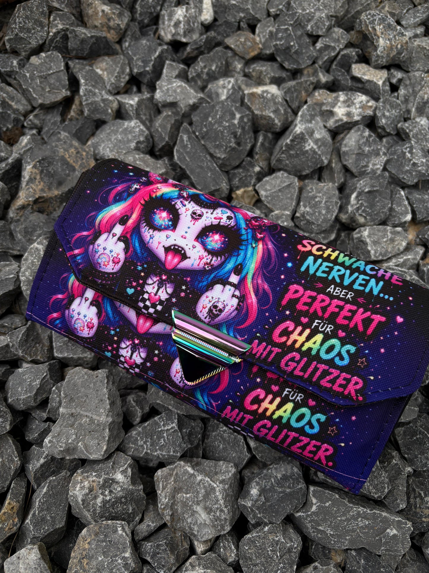 Geldbörse groß punk Einhorn schwache Nerven - frech, bunt & mega praktisch