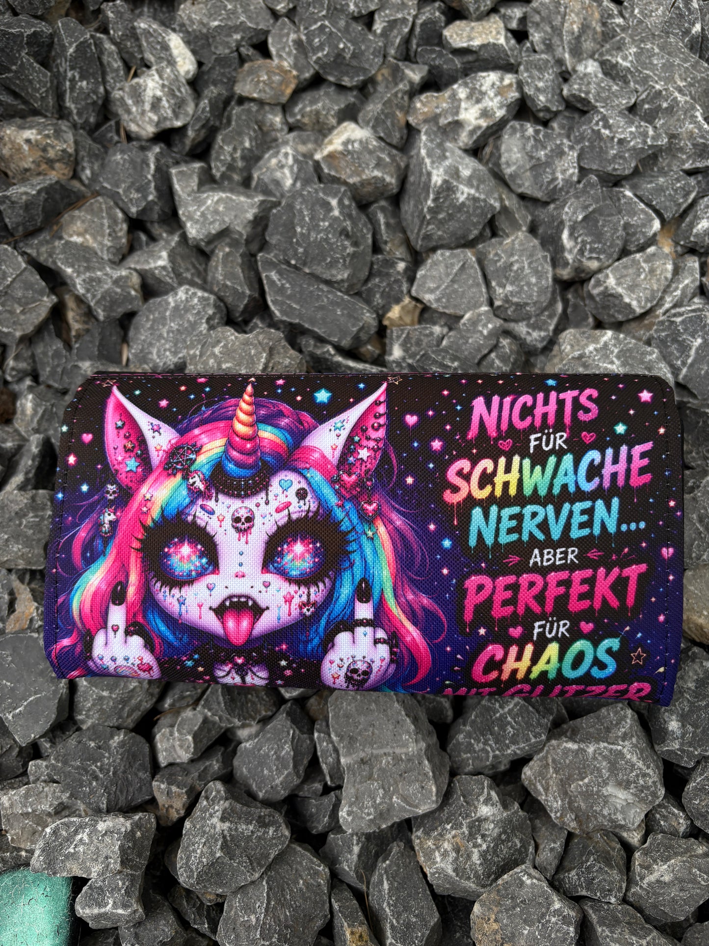 Geldbörse groß punk Einhorn schwache Nerven - frech, bunt & mega praktisch