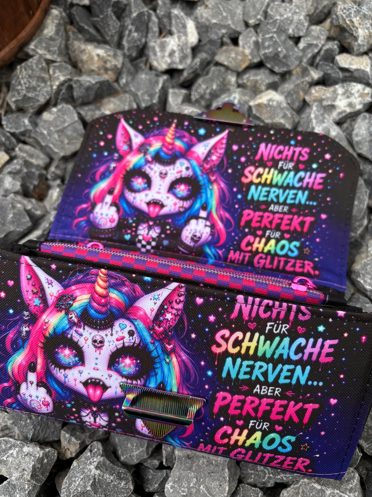 Geldbörse groß punk Einhorn schwache Nerven - frech, bunt & mega praktisch