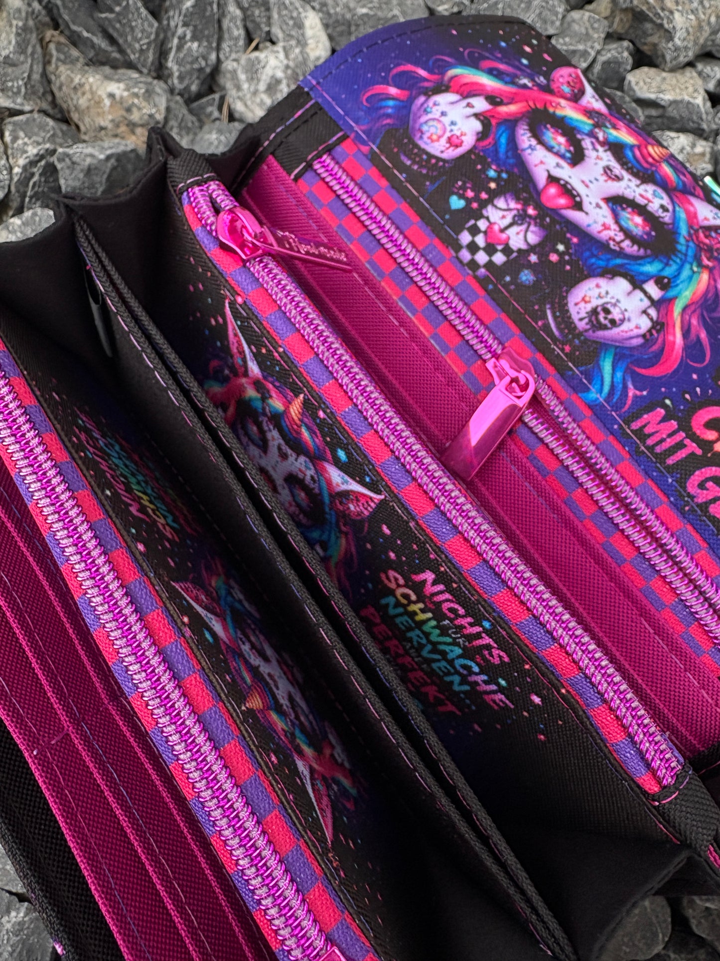 Geldbörse groß punk Einhorn schwache Nerven - frech, bunt & mega praktisch