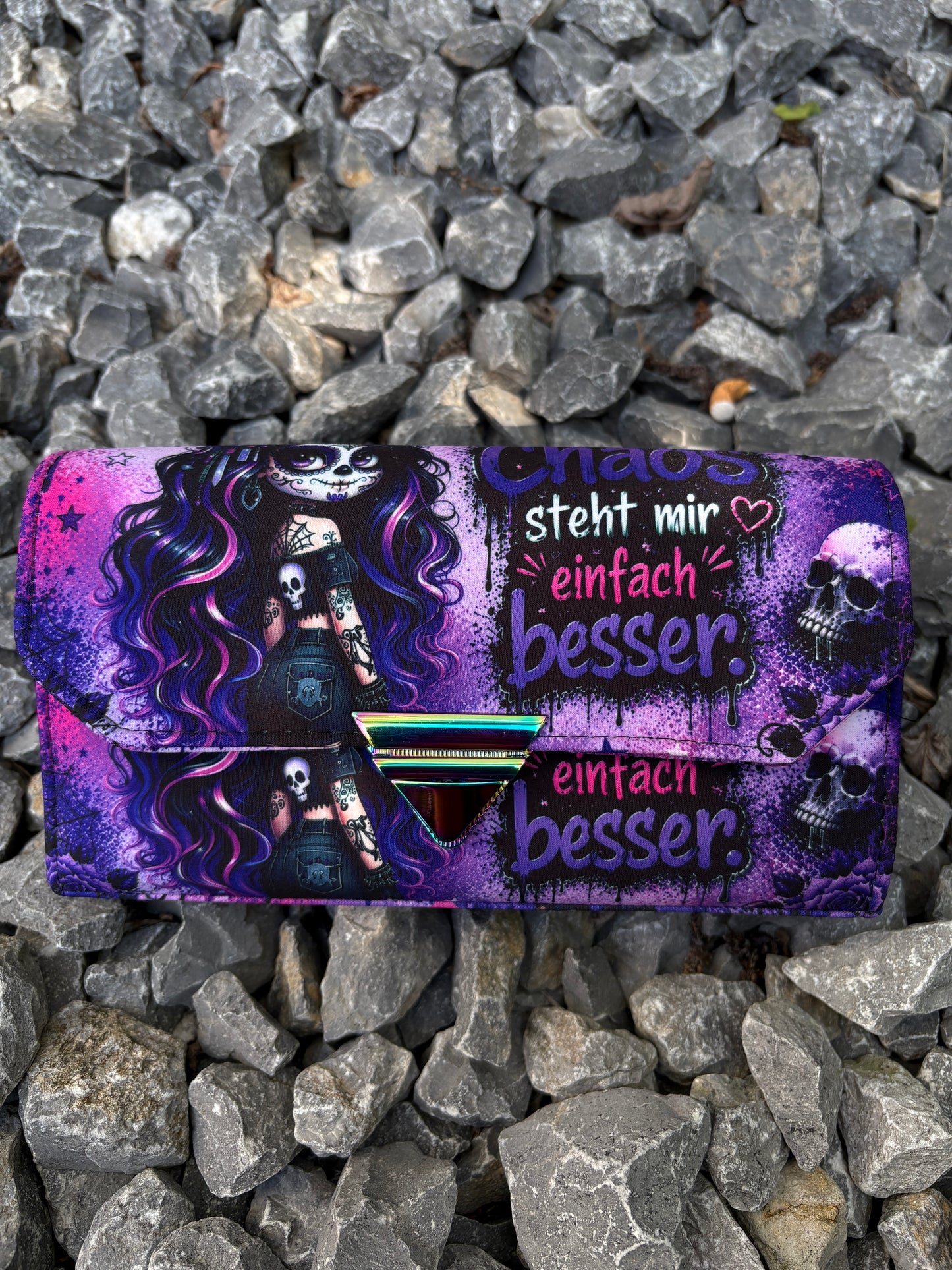 Geldbörse groß Skull Woman mit Spruch - frech, bunt & mega praktisch