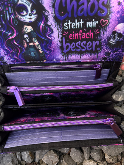 Geldbörse groß Skull Woman mit Spruch - frech, bunt & mega praktisch
