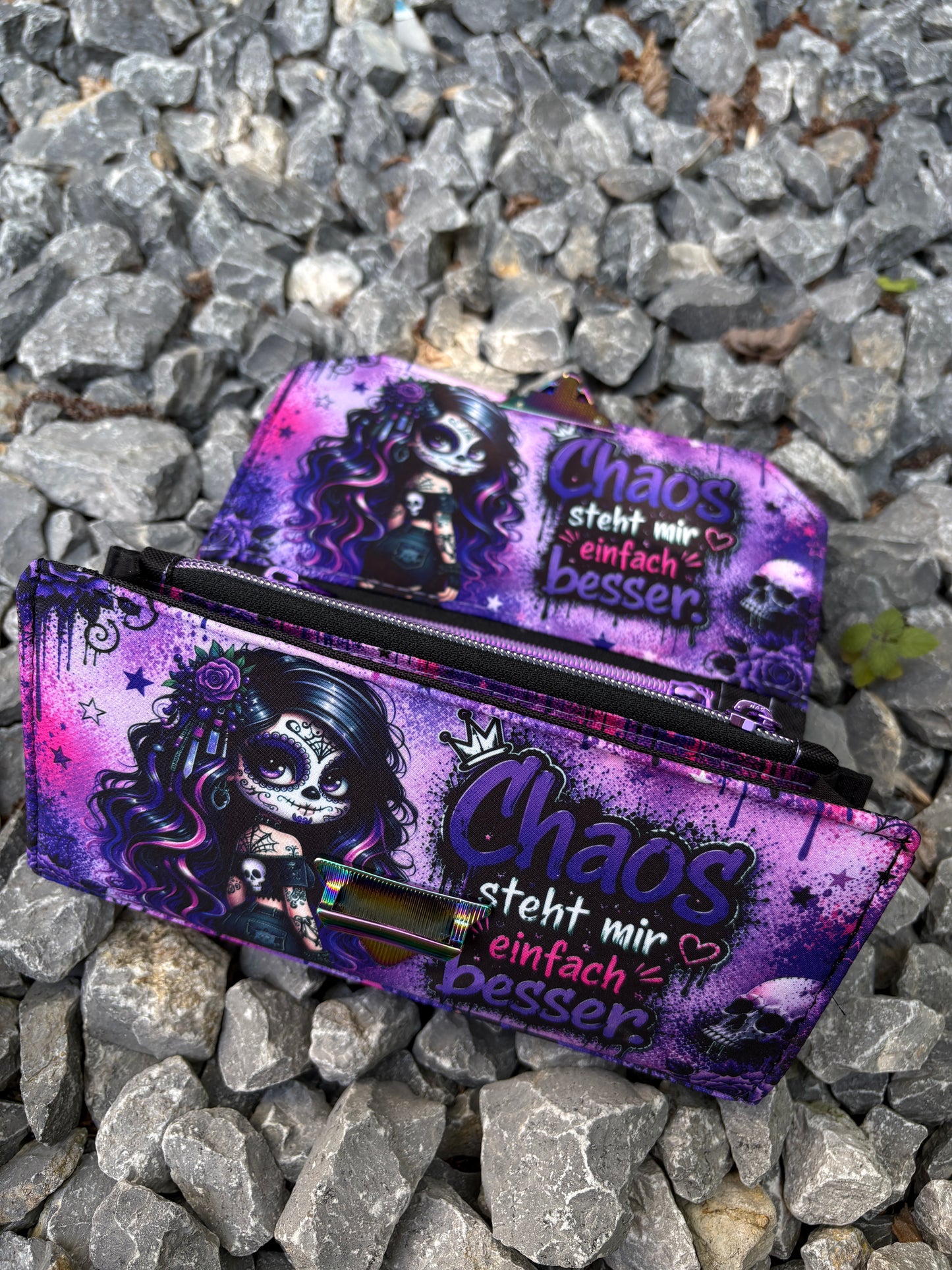 Geldbörse groß Skull Woman mit Spruch - frech, bunt & mega praktisch