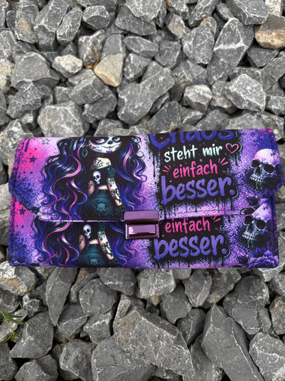 Geldbörse groß Skull Woman mit Spruch - frech, bunt & mega praktisch