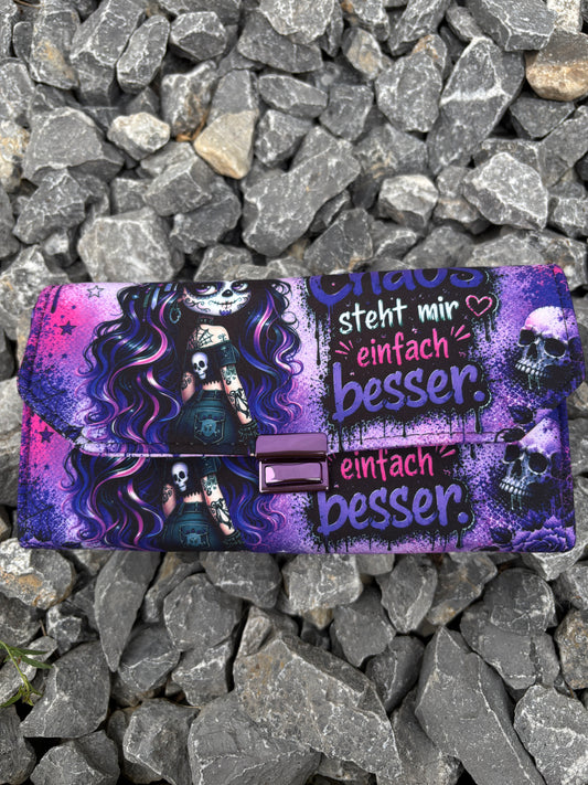 Geldbörse groß Skull Woman mit Spruch - frech, bunt & mega praktisch
