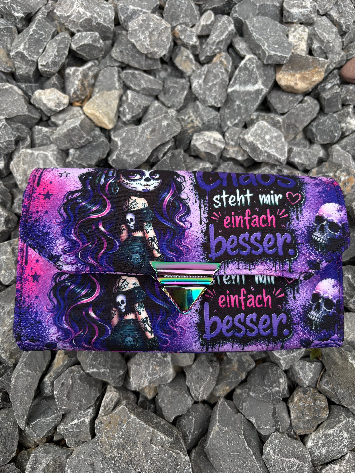 Geldbörse groß Skull Woman mit Spruch - frech, bunt & mega praktisch