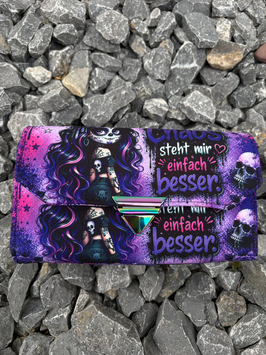 Geldbörse groß Skull Woman mit Spruch - frech, bunt & mega praktisch