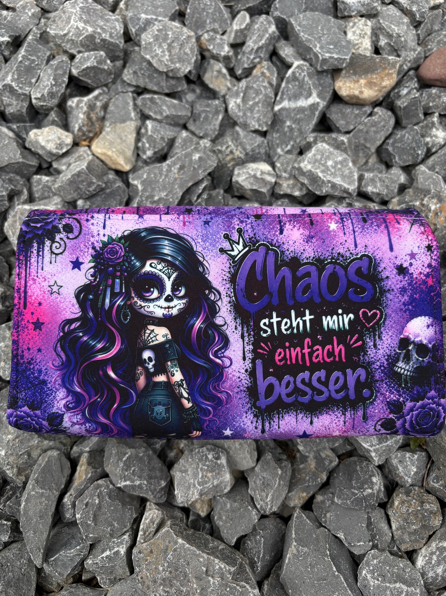 Geldbörse groß Skull Woman mit Spruch - frech, bunt & mega praktisch