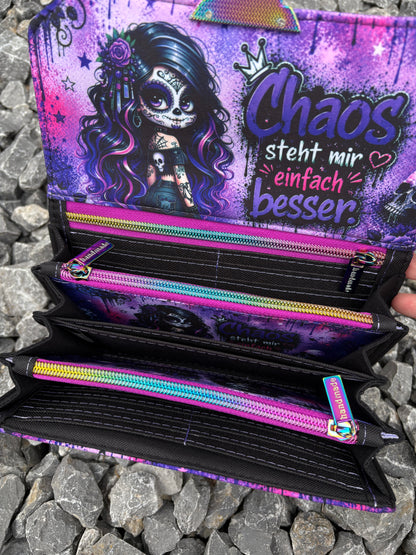 Geldbörse groß Skull Woman mit Spruch - frech, bunt & mega praktisch