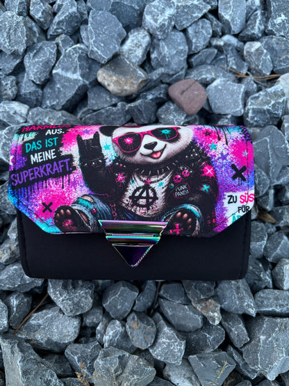 Handmade Portemonnaie mittel Punk Bär mit Spruch