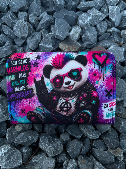 Handmade Portemonnaie mittel Punk Bär mit Spruch