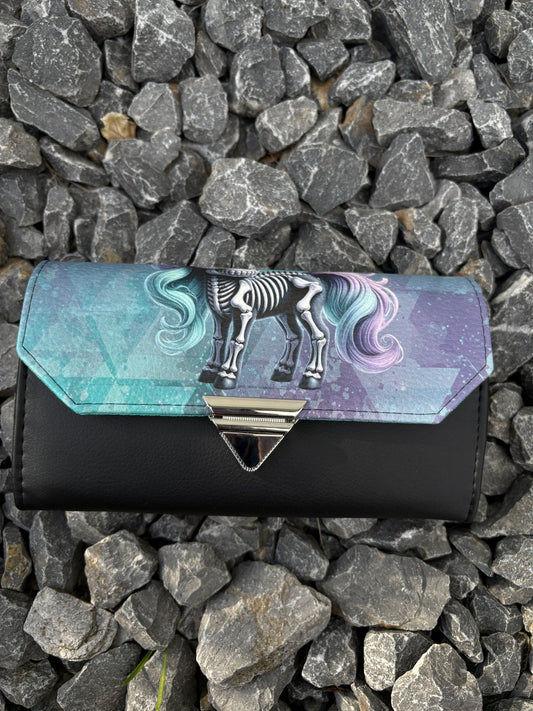 Geldbörse groß Zombie Einhorn aussen aus Kunstleder - frech, bunt & mega praktisch