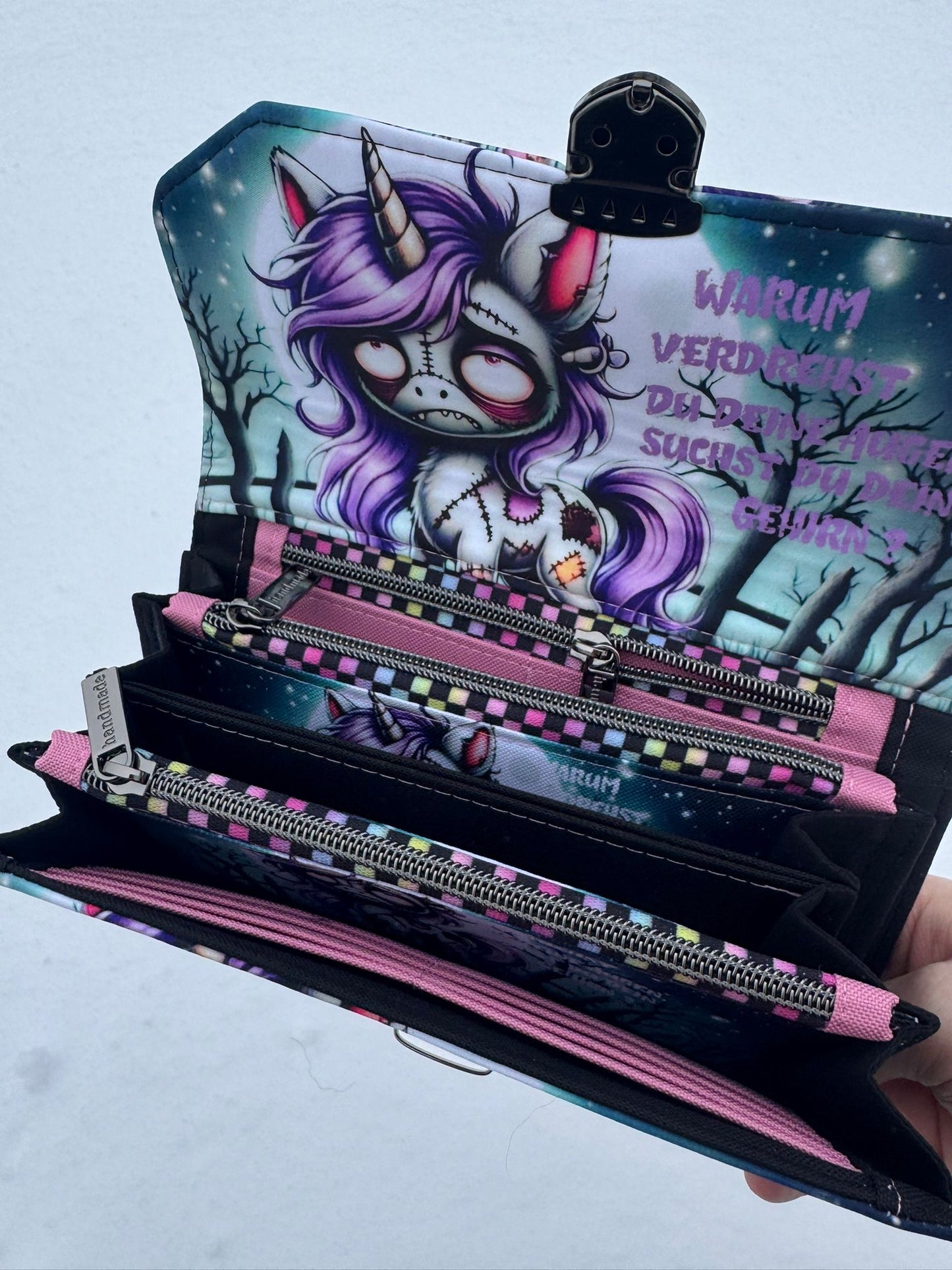 Geldbörse groß Zombi Einhorn - frech, bunt & mega praktisch