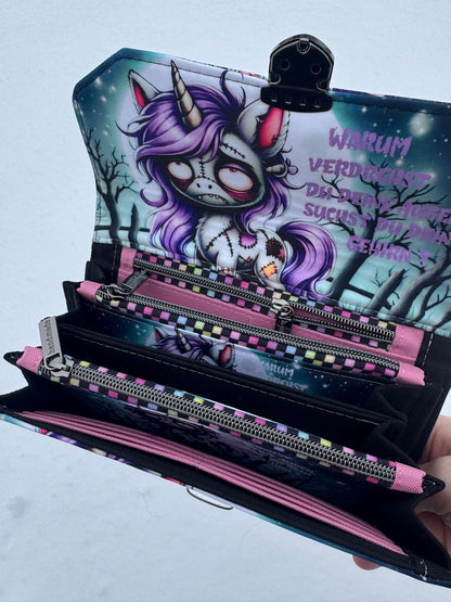 Geldbörse groß Zombi Einhorn - frech, bunt & mega praktisch